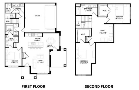 Floor plan for 3 beds, 2.5 baths, 2074 sqft